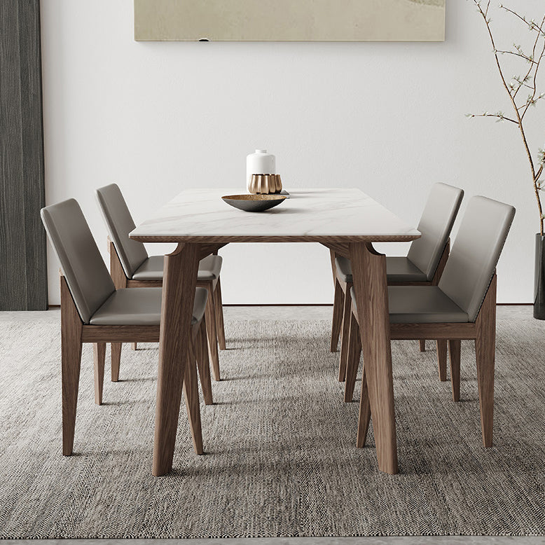 Midden-eeuwse rechthoekige vorm tafel gesinterde stenen eettafel voor keuken