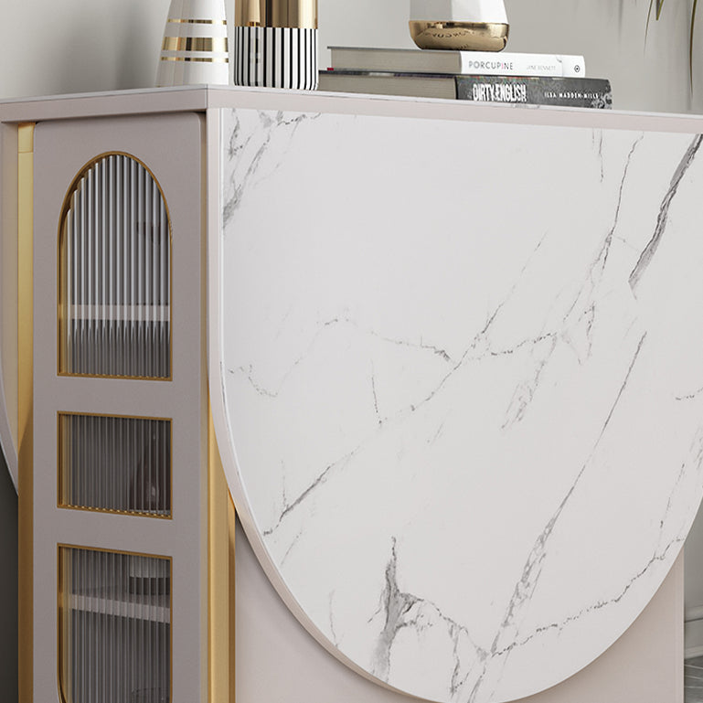 59-inch Oval Shape Casual Dining Table Two-Color Extendable Table with Sintered Stone