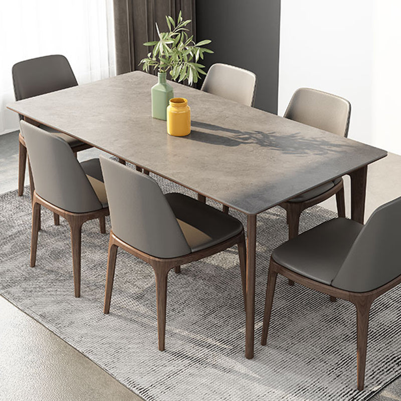 Mesa de comedor estándar de piedra sinterizada de mediados de siglo, mesa gris con forma rectangular, para cocina