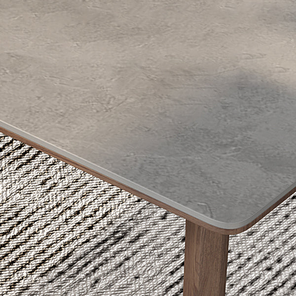 Mesa de comedor estándar de piedra sinterizada de mediados de siglo, mesa gris con forma rectangular, para cocina