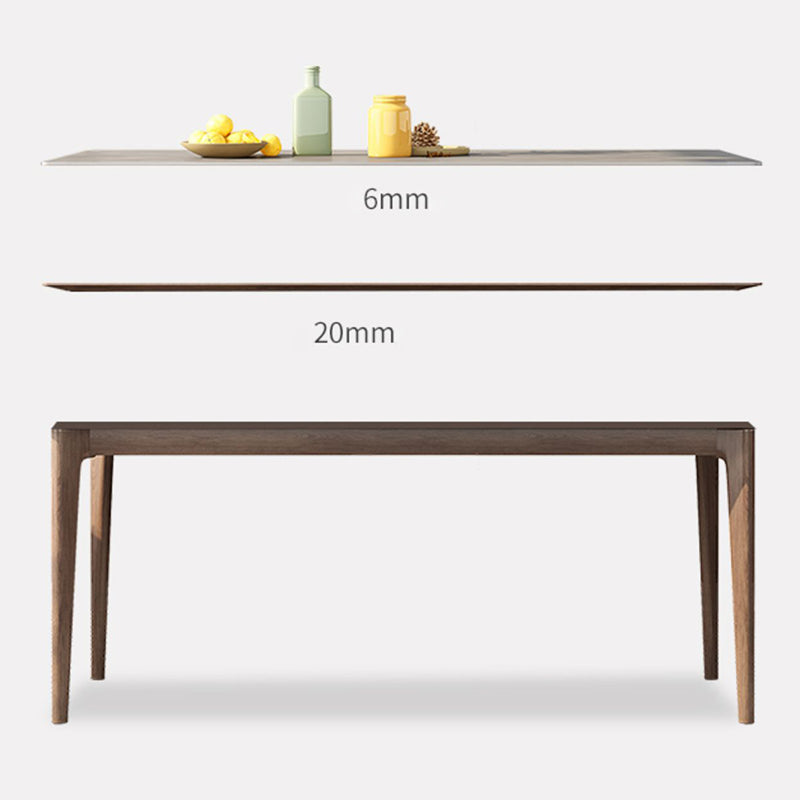 Mesa de comedor estándar de piedra sinterizada de mediados de siglo, mesa gris con forma rectangular, para cocina
