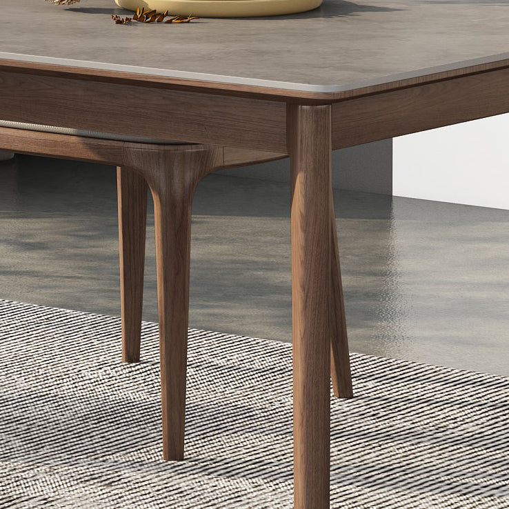 Mesa de comedor estándar de piedra sinterizada de mediados de siglo, mesa gris con forma rectangular, para cocina