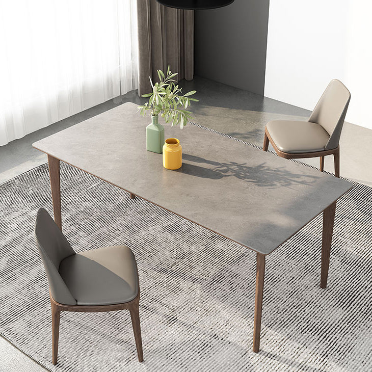 Mesa de comedor estándar de piedra sinterizada de mediados de siglo, mesa gris con forma rectangular, para cocina