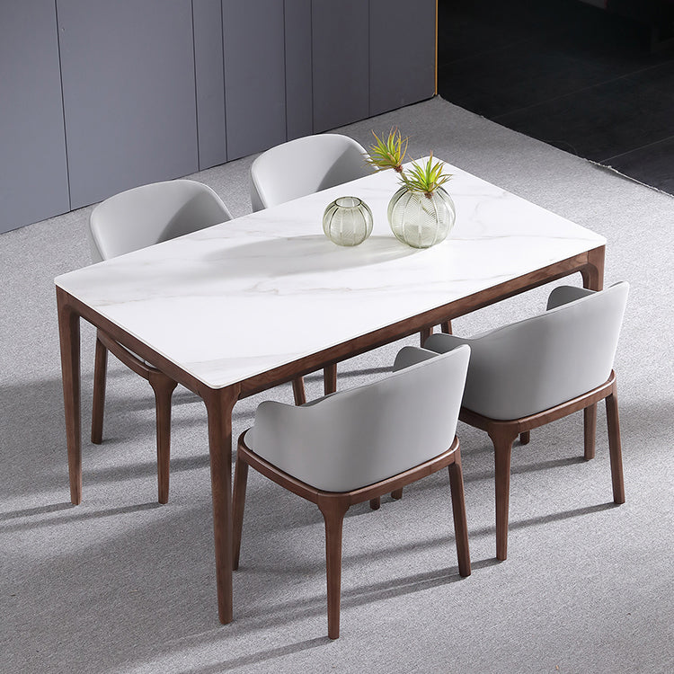 Mesa de comedor rectangular estilo mediados de siglo, colección de comedor de piedra para interior