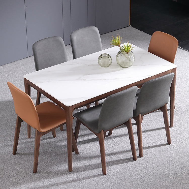 Mesa de comedor rectangular estilo mediados de siglo, colección de comedor de piedra para interior