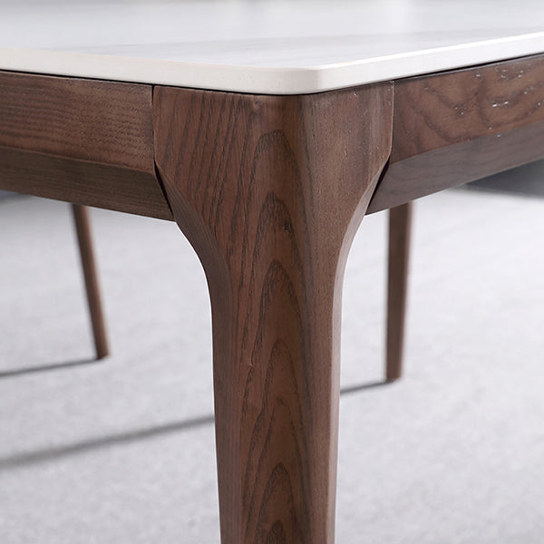 Mesa de comedor rectangular estilo mediados de siglo, colección de comedor de piedra para interior