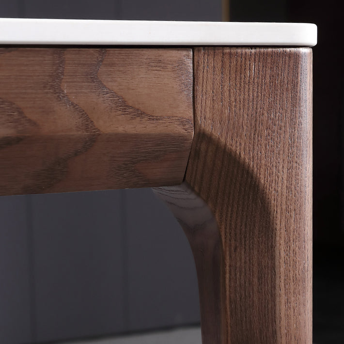 Mesa de comedor rectangular estilo mediados de siglo, colección de comedor de piedra para interior