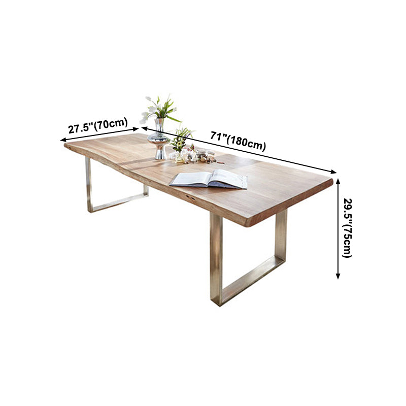 Mesa de madera maciza en tono marrón, mesa con base de trineo de lujo para comedor