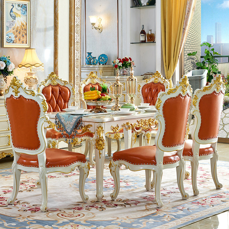 Mesa de mármol rectangular con base de 4 patas resistente a arañazos de estilo de lujo para el hogar