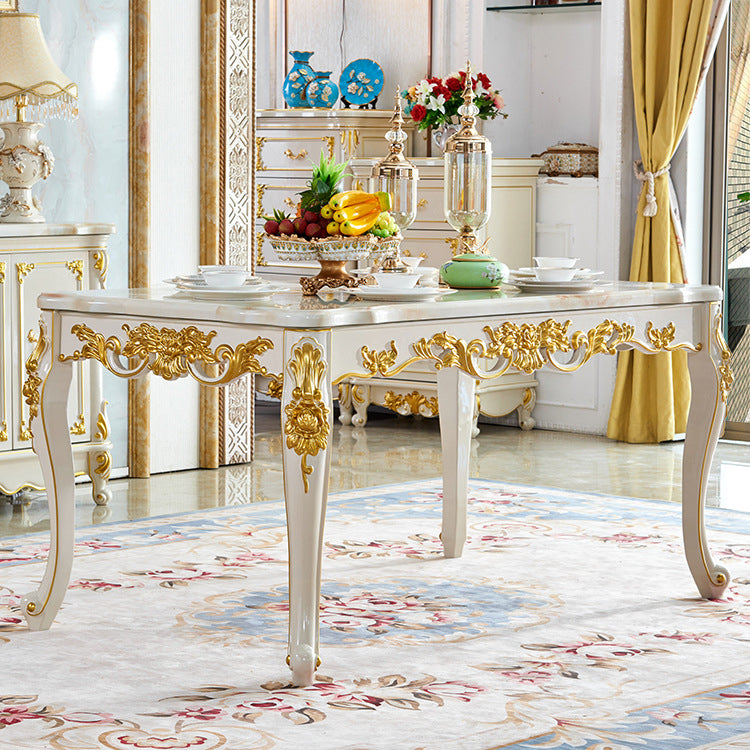 Mesa de mármol rectangular con base de 4 patas resistente a arañazos de estilo de lujo para el hogar