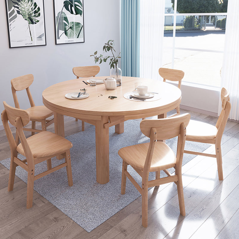 Contemporary Extendable Solid Wood Dining Table Kitchen Standard Dining Table with 4 Legs Base