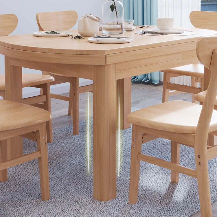 Contemporary Extendable Solid Wood Dining Table Kitchen Standard Dining Table with 4 Legs Base