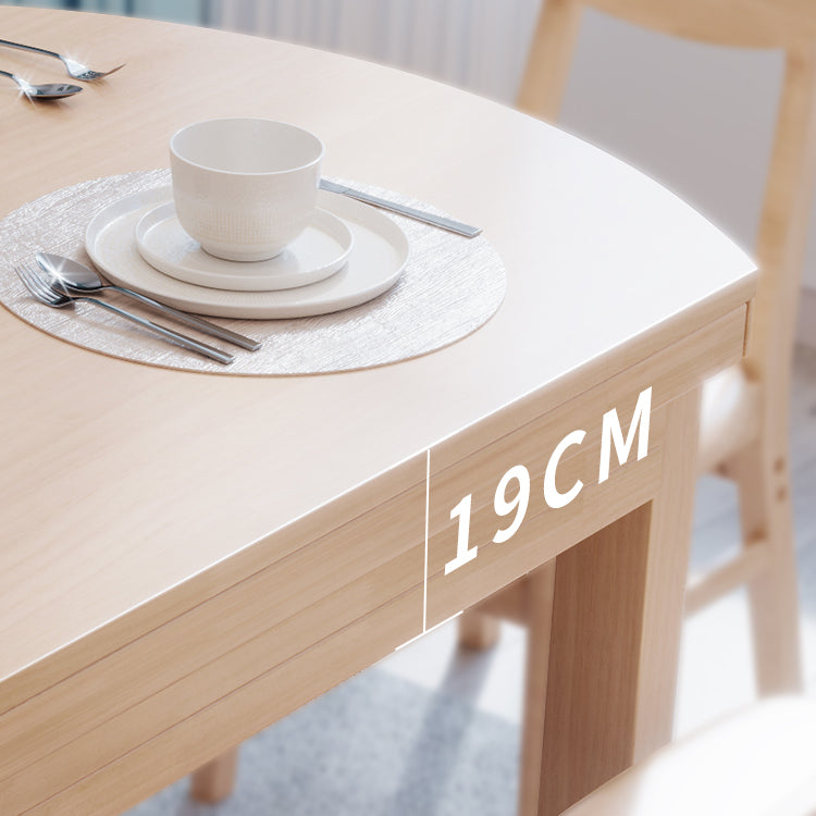 Contemporary Extendable Solid Wood Dining Table Kitchen Standard Dining Table with 4 Legs Base