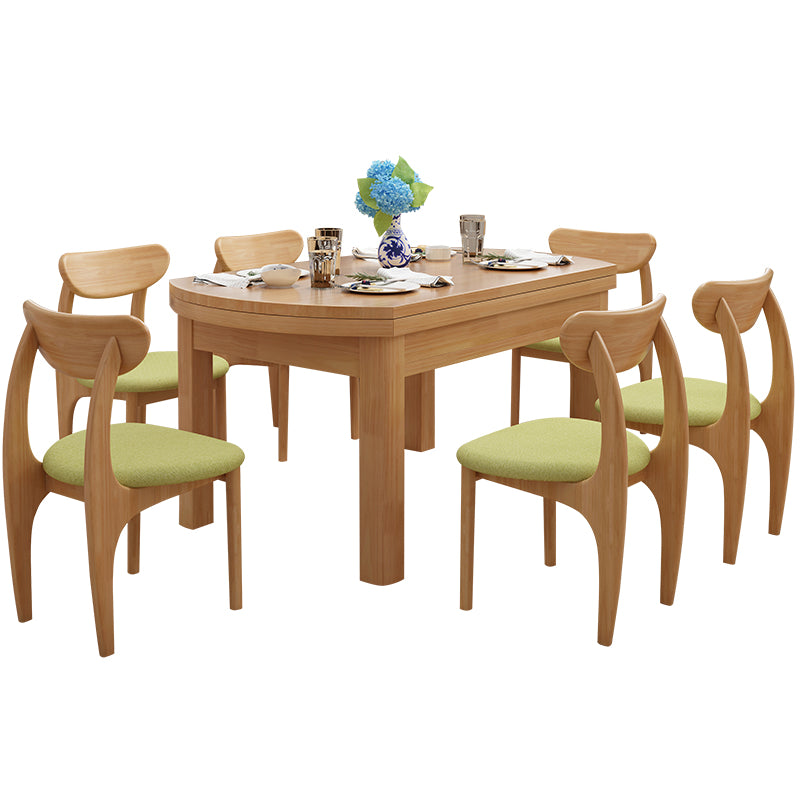 Contemporary Extendable Solid Wood Dining Table Kitchen Standard Dining Table with 4 Legs Base