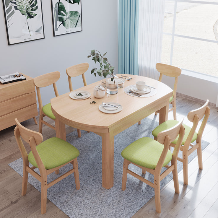 Contemporary Extendable Solid Wood Dining Table Kitchen Standard Dining Table with 4 Legs Base