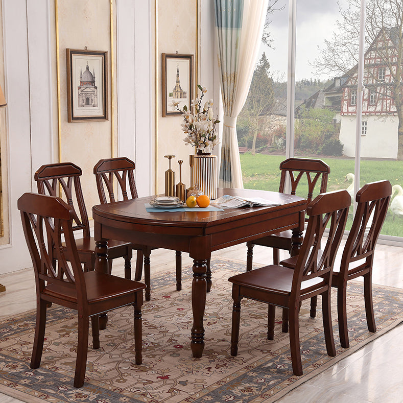Modern Solid Wood Extendable Table Standard Brown Dining Table for Kitchen