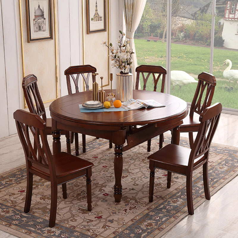 Modern Solid Wood Extendable Table Standard Brown Dining Table for Kitchen