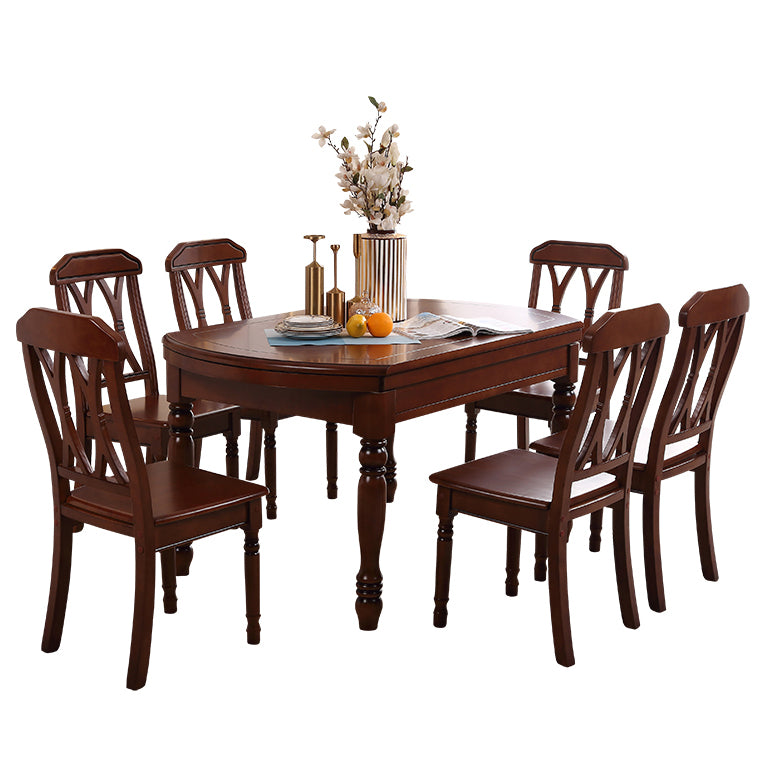 Modern Solid Wood Extendable Table Standard Brown Dining Table for Kitchen
