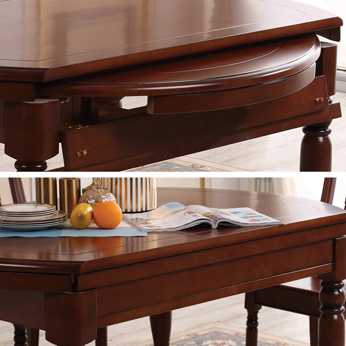 Modern Solid Wood Extendable Table Standard Brown Dining Table for Kitchen