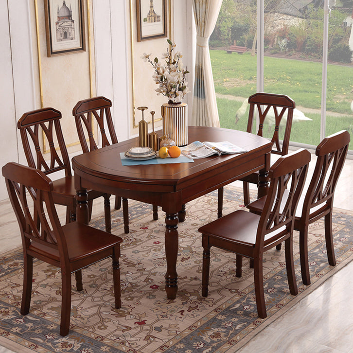 Modern Solid Wood Extendable Table Standard Brown Dining Table for Kitchen