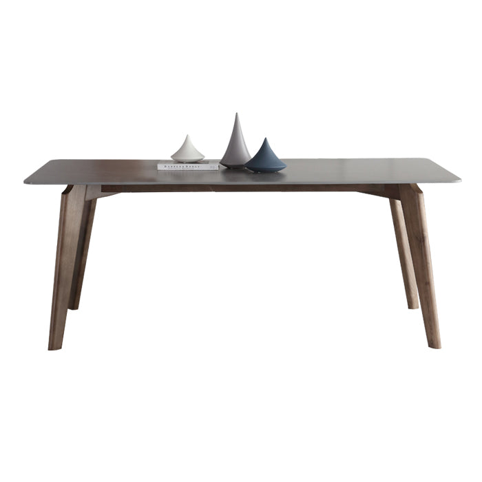 Mid-Century Gray Sintered Stone Table Rectangle Standard Dining Table for Kitchen