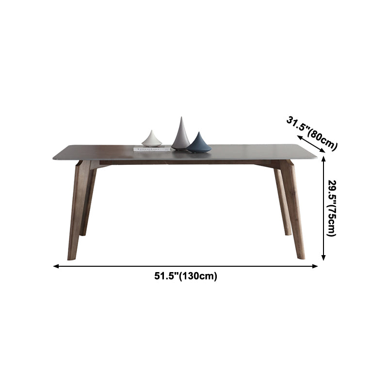 Mid-Century Gray Sintered Stone Table Rectangle Standard Dining Table for Kitchen