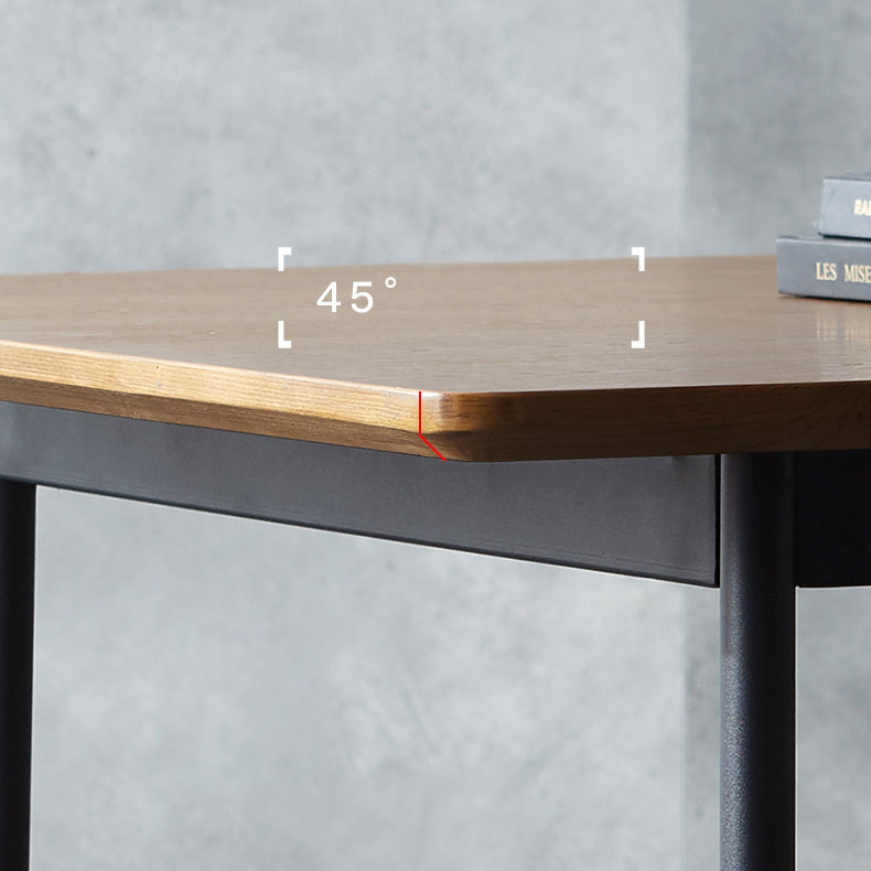 Mesa de comedor de estilo tradicional de lujo, mesa rectangular marrón de madera maciza con 4 patas