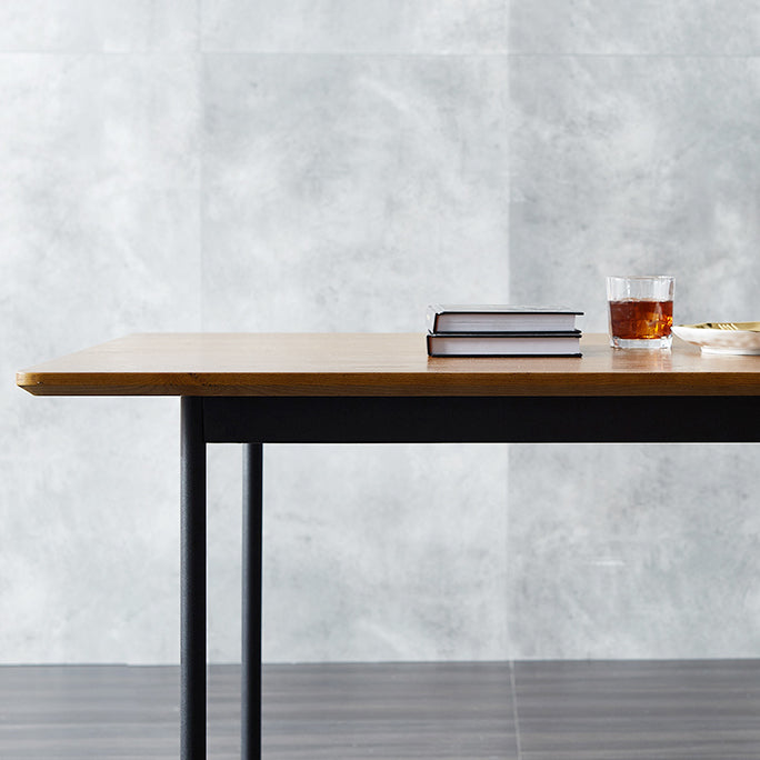 Mesa de comedor de estilo tradicional de lujo, mesa rectangular marrón de madera maciza con 4 patas