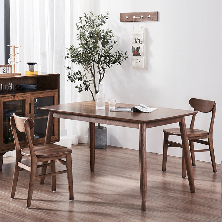 Mid-Century Modern Dining Table Brown Rectangle Solid Wood Dining Table