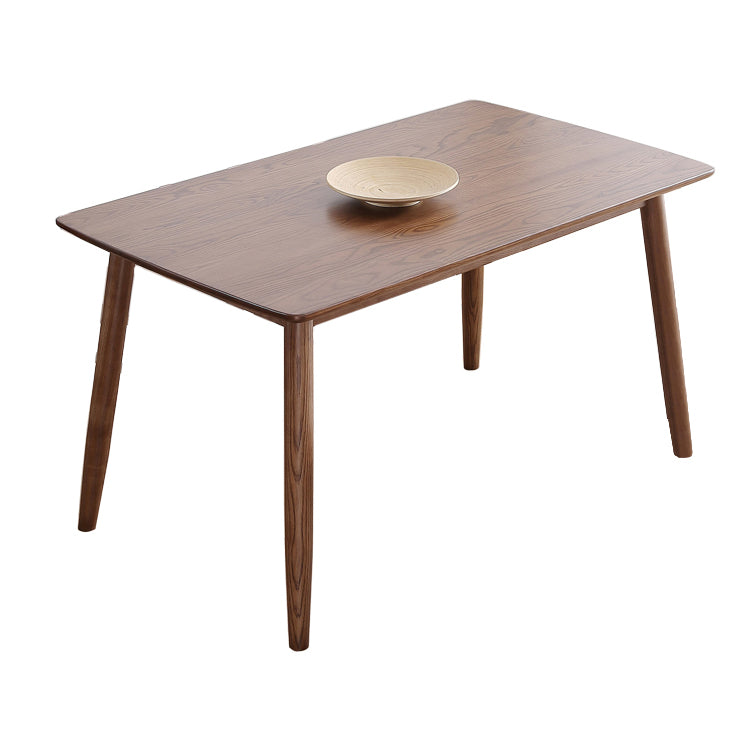 Mid-Century Modern Dining Table Brown Rectangle Solid Wood Dining Table
