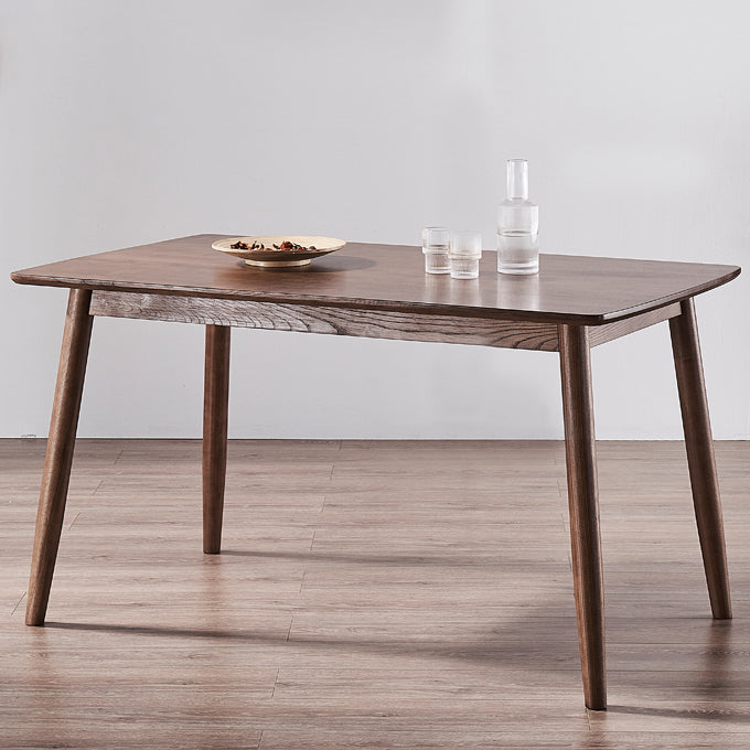 Mid-Century Modern Dining Table Brown Rectangle Solid Wood Dining Table