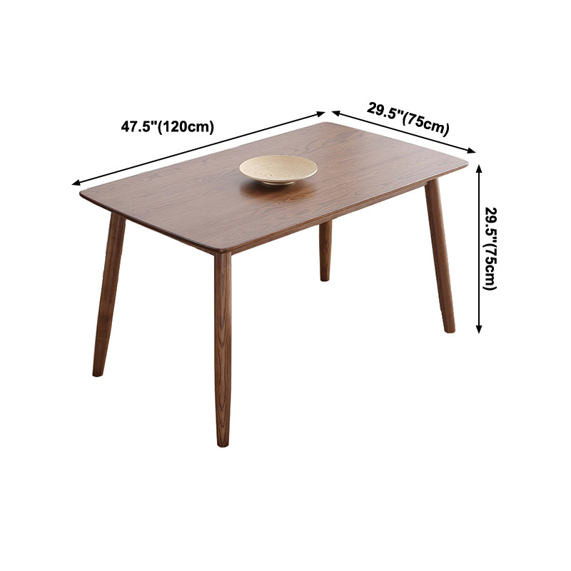 Mid-Century Modern Dining Table Brown Rectangle Solid Wood Dining Table