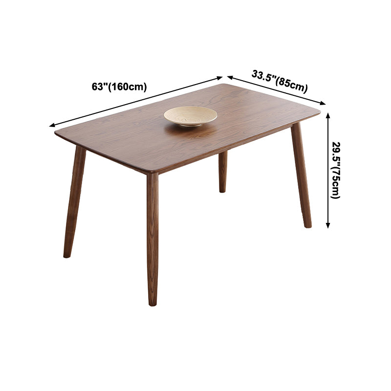 Mid-Century Modern Dining Table Brown Rectangle Solid Wood Dining Table