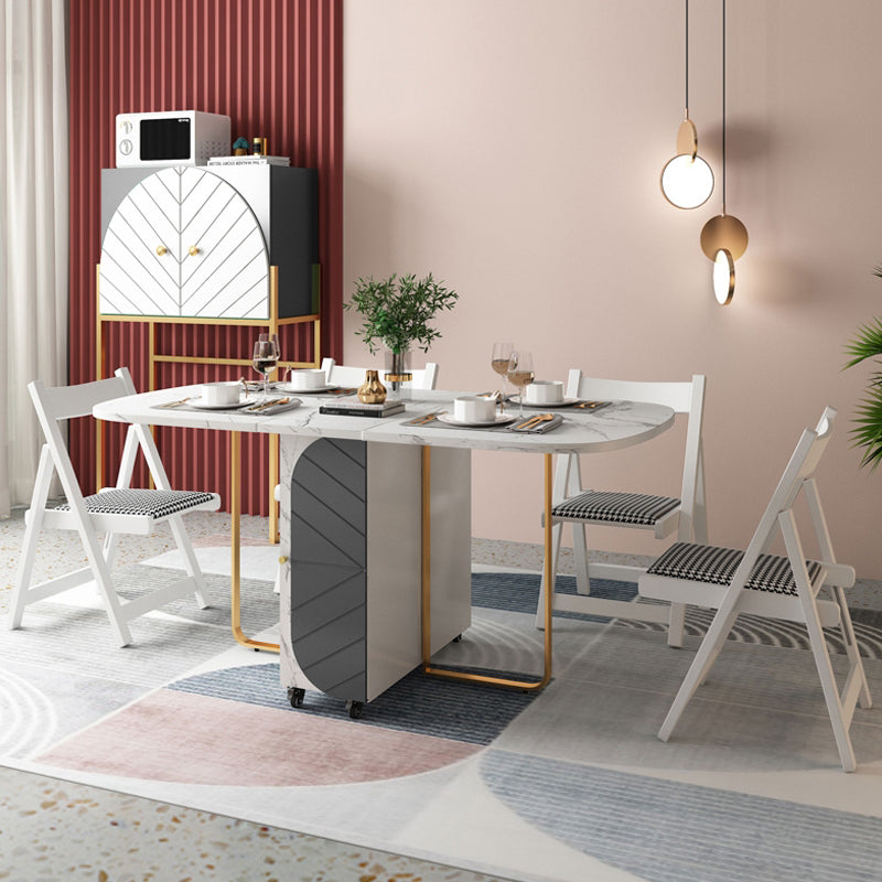 Mesa de comedor moderna de mediados de siglo Mesa de madera ovalada con hoja de caída, 59.1 "L x 31.5" W x 29.5 "H