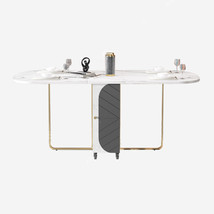 Mesa de comedor moderna de mediados de siglo Mesa de madera ovalada con hoja de caída, 59.1 "L x 31.5" W x 29.5 "H