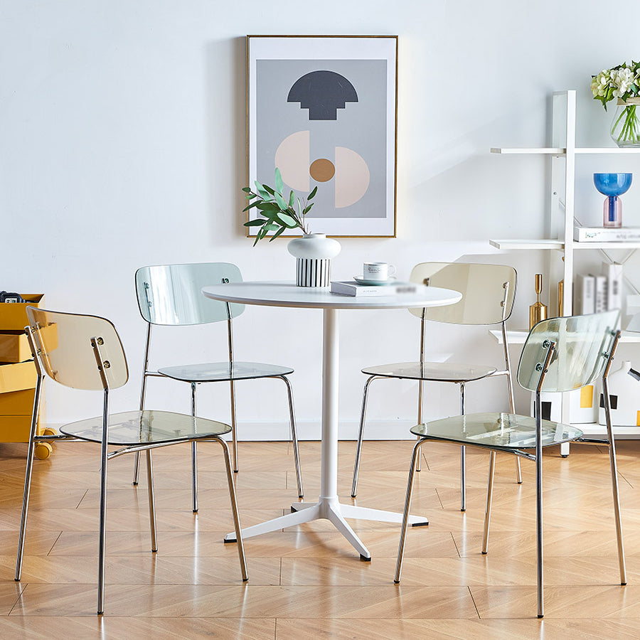 Metal Contemporary Round Dining Table Wood Top Table for Dining Room and Kitchen