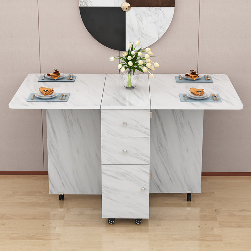 Manufactured Wood Mid-Century Modern Table Rectangle Wood Top Table with Drop Leaf