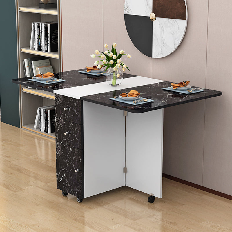 Manufactured Wood Mid-Century Modern Table Rectangle Wood Top Table with Drop Leaf