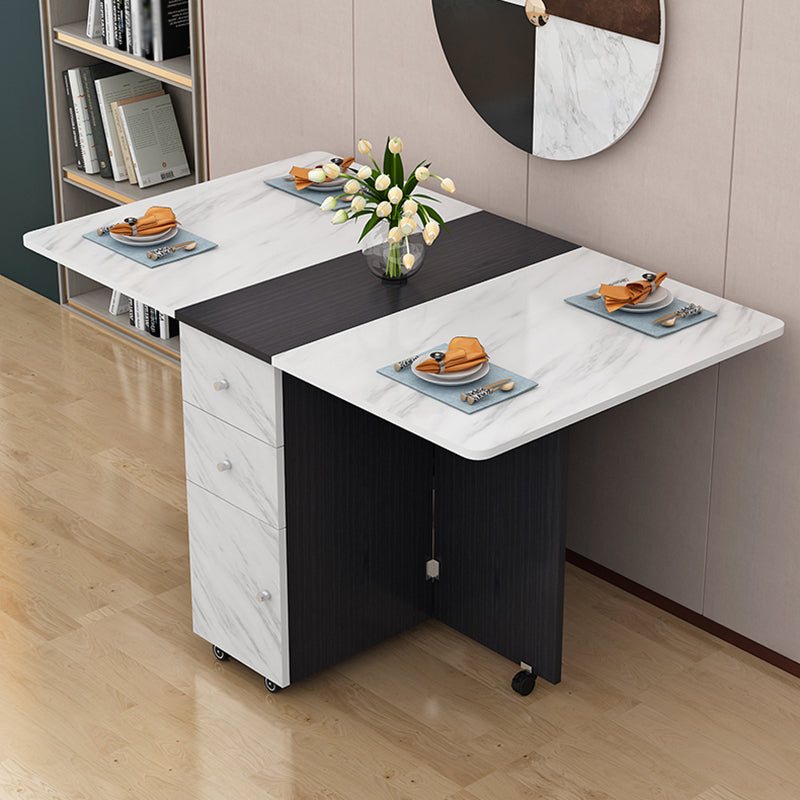 Manufactured Wood Mid-Century Modern Table Rectangle Wood Top Table with Drop Leaf