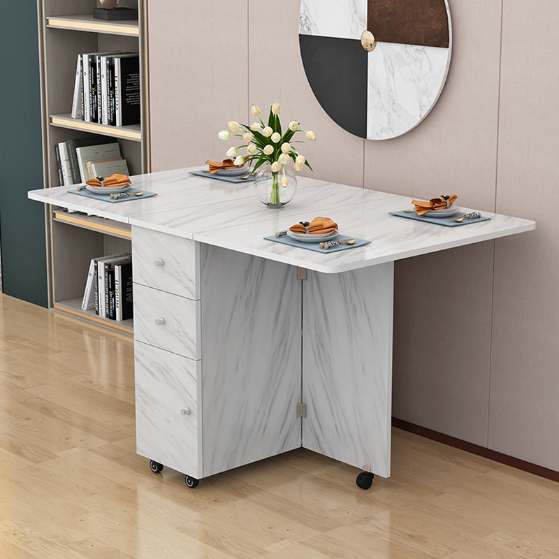 Manufactured Wood Mid-Century Modern Table Rectangle Wood Top Table with Drop Leaf