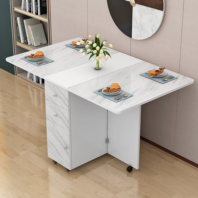 Manufactured Wood Mid-Century Modern Table Rectangle Wood Top Table with Drop Leaf