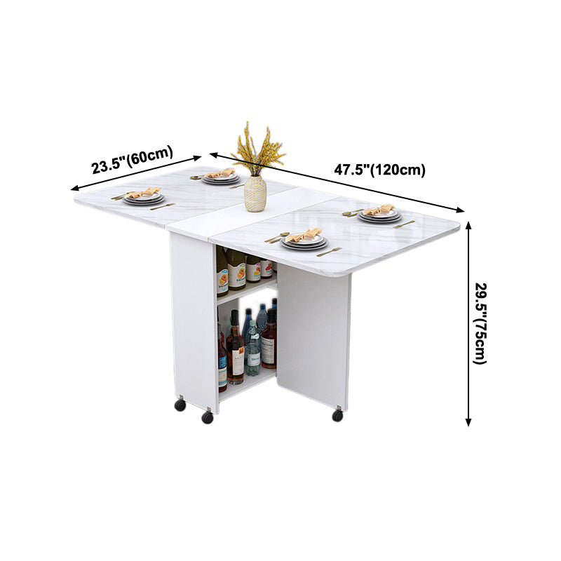 Manufactured Wood Mid-Century Modern Table Rectangle Wood Top Table with Drop Leaf