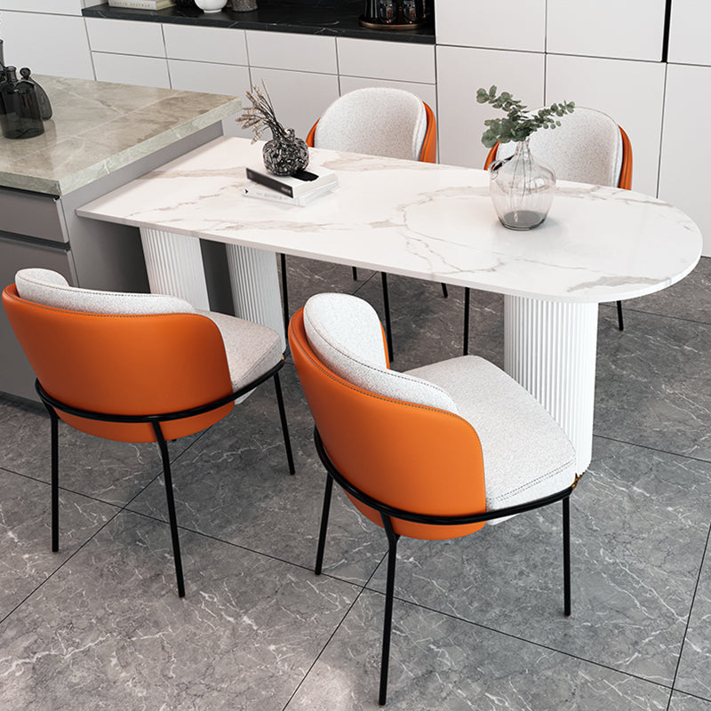 Mesa de comedor blanca de forma gratuita Mesa de piedra sinterizada estilo de lujo con 3 patas