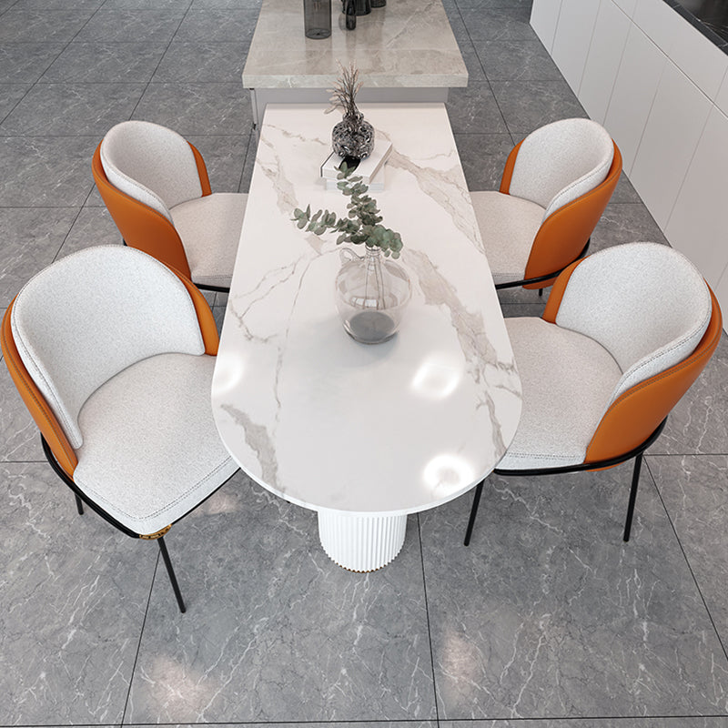 Mesa de comedor blanca de forma gratuita Mesa de piedra sinterizada estilo de lujo con 3 patas