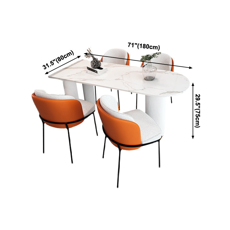 Mesa de comedor blanca de forma gratuita Mesa de piedra sinterizada estilo de lujo con 3 patas