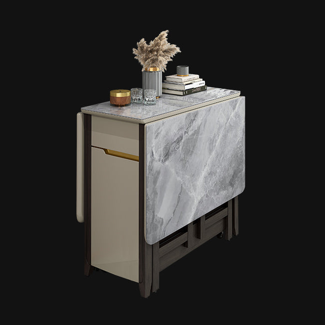 Rectangle Stone Dining Site Table Simplicity Style Drop Leaf Table for Home