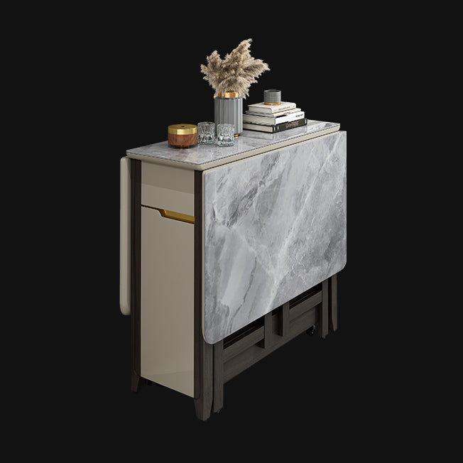 Rectangle Stone Dining Site Table Simplicity Style Drop Leaf Table for Home