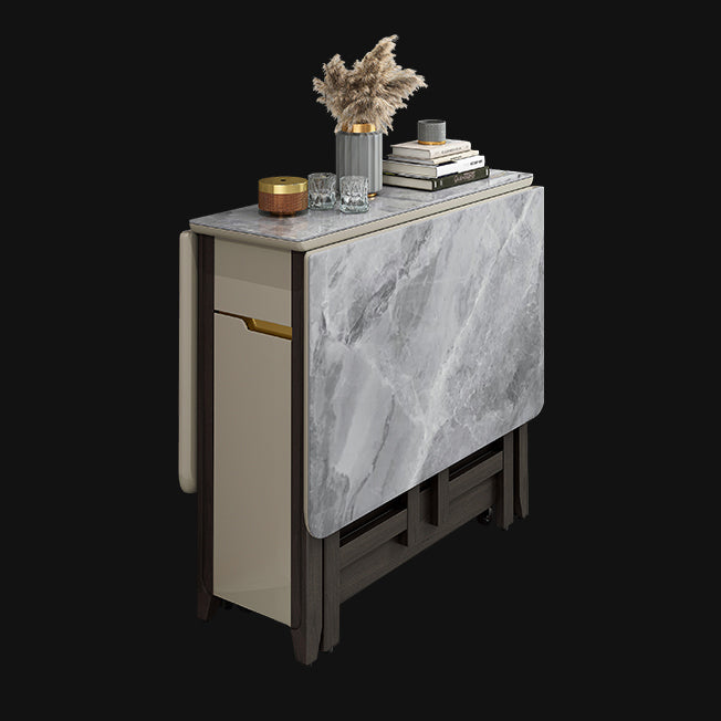 Rectangle Stone Dining Site Table Simplicity Style Drop Leaf Table for Home