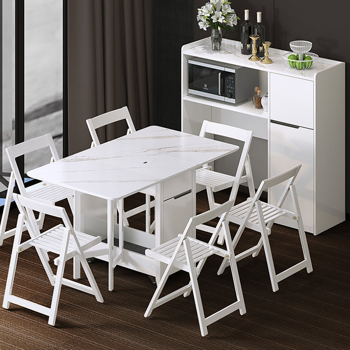 Rectangle Stone Dining Site Table Simplicity Style Drop Leaf Table for Home