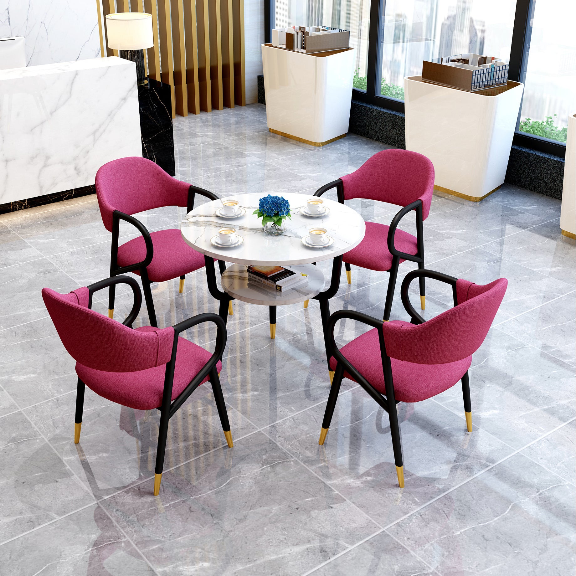 Round Dining Site Table Traditional Luxury Tripod Base Furniture for Indoor